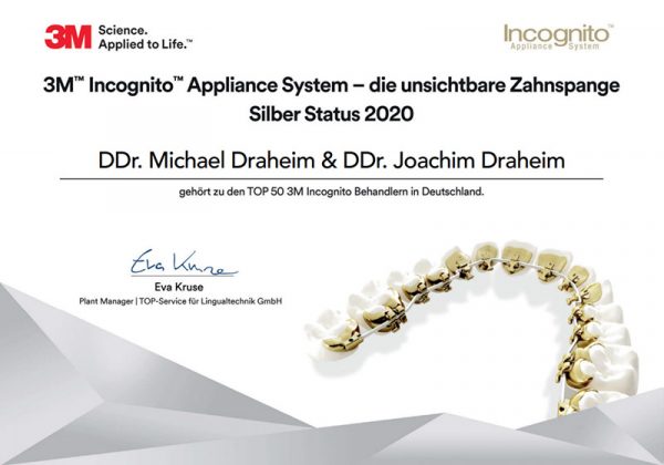 Das Bild zeigt eine 3M Urkunde von Dr. Dr. Draheim - Kieferorthopäde Konstanz